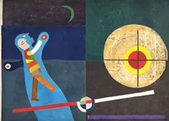 Doru Bucur, Om la lună, 1962, ulei pe lemn