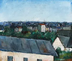Horia Damian, Acoperișuri, 1942, ulei pe lemn
