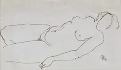 Vincentiu Grigorescu, Studiu de nud, 1960, tuș pe hârtie lipită pe carton