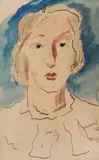 Viorel Huși, Portret de femeie, 1938, acuarelă și tuș pe carton