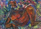 Modelul (Tahitiana) by Wanda Sachelarie Vladimirescu, ulei pe pfl, sold Nov 2020