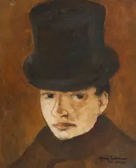 Afane Teodoreanu, Bărbat cu pălărie, 1938, ulei și cărbune pe pânză lipită pe carton