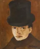 Afane Teodoreanu, Bărbat cu pălărie, 1938, ulei și cărbune pe pânză lipită pe carton