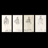 Tristan Tzara, Personalități Tzara (Simulant Tzara, Dada Nonsense, Romanian Nonsense, Normal Tzara), cărbune pe hârtie