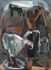 M. H. Maxy, Țărănci spălându-se, cca. 1929, ulei pe pânză