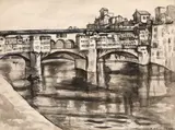 Cecilia Cuțescu-Storck, Ponte Vecchio, acuarelă și tuș pe carton