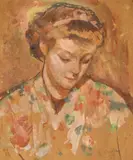 Corneliu Baba, Kimono cu flori, 1938, acuarelă și guașă pe carton