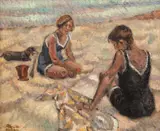 Corneliu Michăilescu, Femei la malul mării, 1922, ulei pe carton