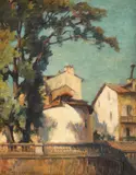 Stefan Popescu, Case la Bonnieux, 1928, ulei pe pânză