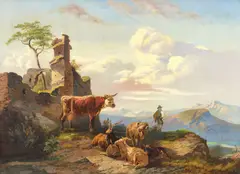 La ruinele castelului Nollig by sec. Xix Școală Germană, ulei pe pânză, offered Oct 2020