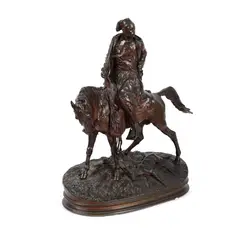 Vânător african by Pierre-Jules Mêne, jumătatea sec. XIX, bronz turnat, cizelat, offered Oct 2020