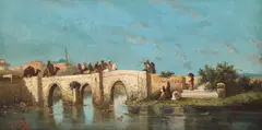 Alphonse Lévy, Scenă orientală, 1888, ulei pe lemn