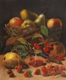 sec. Xix Școală Austriacă, Natură statică cu pere, căpșuni și cireșe, ulei pe pânză