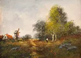 În livadă by început de sec. Xx Școală Franceză, ulei pe lemn, sold Oct 2020