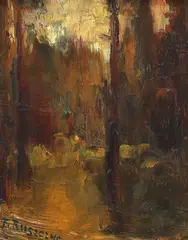 Ferdynand Ruszczyc, Peisaj de toamnă, ulei pe carton