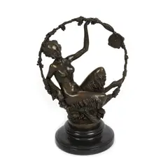 Aurore Onu, Statuetă decorativă Art Nouveau, din bronz, în forma unui satir feminin, bronz