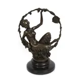 Aurore Onu, Statuetă decorativă Art Nouveau, din bronz, în forma unui satir feminin, bronz