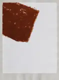 Joseph Beuys, "Cutia cu jurăminte" (seria Schwurhand - Wandernde Kiste III), 1980, litografie lipită pe hârtie gri