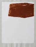 Joseph Beuys, "Cutia cu jurăminte" (seria Schwurhand - Wandernde Kiste II), 1980, litografie lipită pe hârtie gri