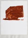 Joseph Beuys, "Cutia cu jurăminte" (seria Schwurhand - Wandernde Kiste I), 1980, litografie lipită pe hârtie gri