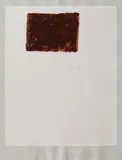 Joseph Beuys, "Cutia cu jurăminte" (seria Schwurhand - Wandernde Kiste V), 1980, litografie lipită pe hârtie gri