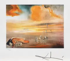 Salvador Dalí, Peisaj cu îngeri, cromolitografie