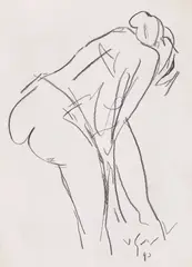 Nud by Vasile Grigore, 1990, cărbune pe hârtie, offered Sep 2020