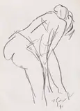 Vasile Grigore, Nud, 1990, cărbune pe hârtie