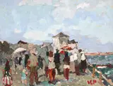 Ion Cristian (Pic) Popescu, Promenadă, ulei pe carton