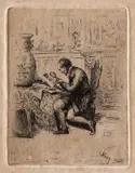 Theodor Aman, Expertul în artă, 1875, gravură cu acul