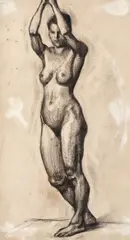 Nud by Samuel Mützner, cărbune pe hârtie, sold Sep 2020