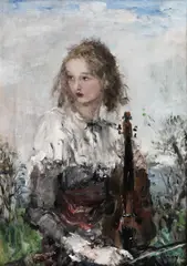Cântec de vioară by Aurel Naray, ulei pe pânză, sold Sep 2020