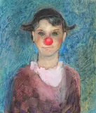 Eugen Popa, Clown, 1963, tempera, creioane cerate și creion pe hârtie