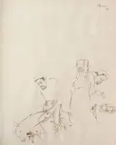 Procesiune by Sorin Ilfoveanu, 1988, laviu pe hârtie, sold Sep 2020