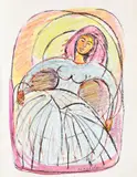 Magdalena Rădulescu, Dansatoare, 1974, acuarelă, tuș și cărbune pe hârtie