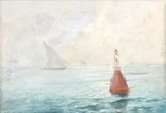 În larg by Dimitrie Florian, ulei pe pânză lipită pe carton, sold Sep 2020