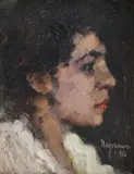 Grigore Negoşanu, Profil de tânără, 1916, ulei pe carton
