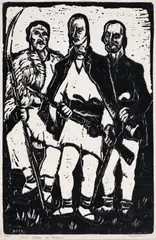 Horea, Cloșca și Crișan by Nicolae Brana, xilogravură, sold Sep 2020