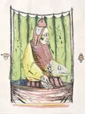 Ștefan Câlția, Om cu pește, 1985, litografie
