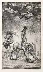 Cavalcadă by Marcel Chirnoagă, 2020, acvaforte și acvatintă, sold Sep 2020
