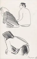 Studiu pentru Răscoala by Corneliu Baba, 1958, creion pe hârtie, sold Sep 2020
