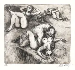 Ispite by Marcel Chirnoagă, acvaforte și acvatintă, sold Sep 2020