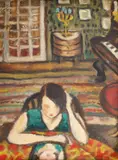 Titina Călugăru Căpitănescu, La oglindă, ulei pe carton