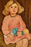 Portret de fetiță by Niculina Delavrancea Dona, ulei pe carton, sold Sep 2020
