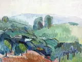 Traian Brădean, Peisaj din Bucium, 1962, ulei pe carton