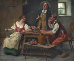 Victor Schivert, La tavernă, ulei pe pânză
