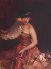Bertalan Vigh, La famme fleur, ulei pe pânză