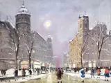 Antal Berkes, Promenadă în Budapesta, ulei pe pânză