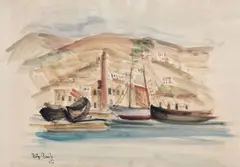 Nutzi Acontz, Țărm la Balcic, 1936, acuarelă pe hârtie