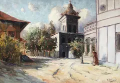 Dimitrie Szilaghi, Intrarea la mănăstire, 1929, ulei pe pânză